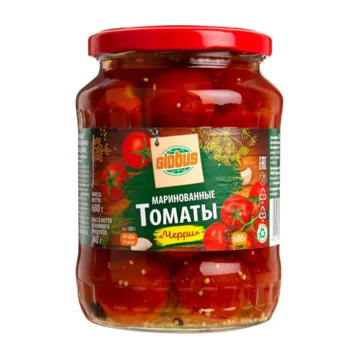 Томаты черри маринованные Globus 680г