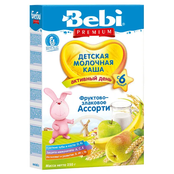 Каша Bebi Premium мол Фруктово-злаковое Ассорти 200г