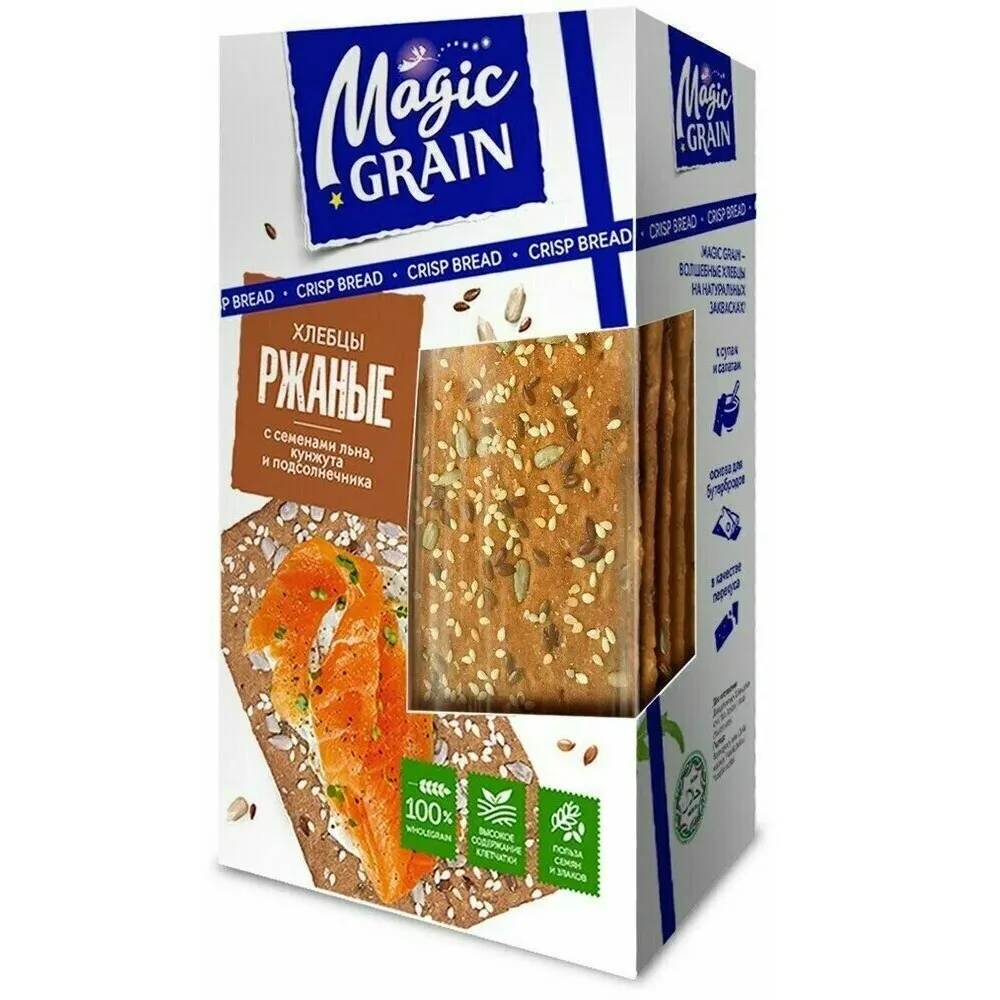 Хлебцы Magic Grain Ржаные с семенами льна подс кунжута 160г
