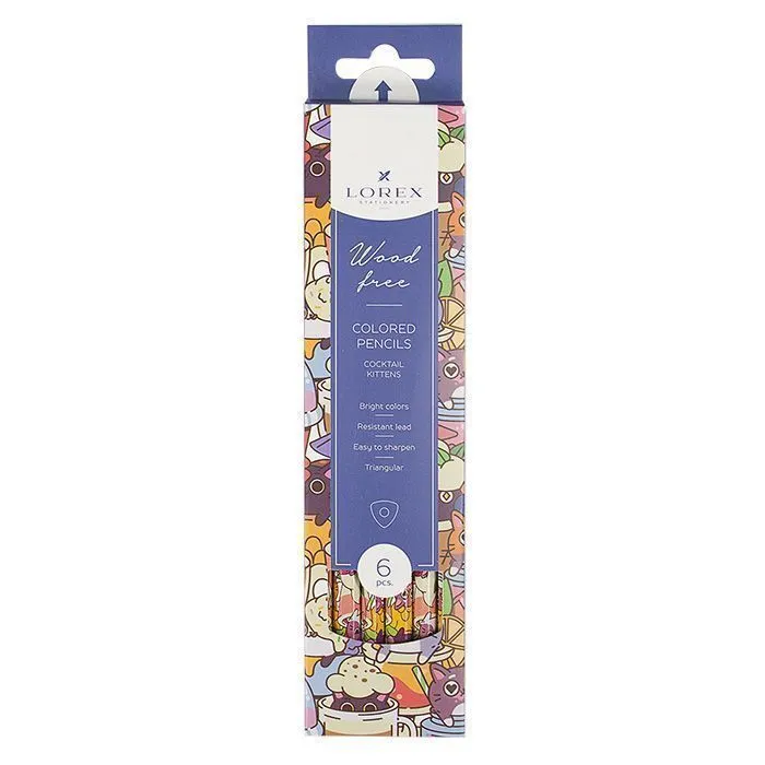 Набор цв карандашей WOOD FREE COCKTAIL KITTENS 6цв трехгран