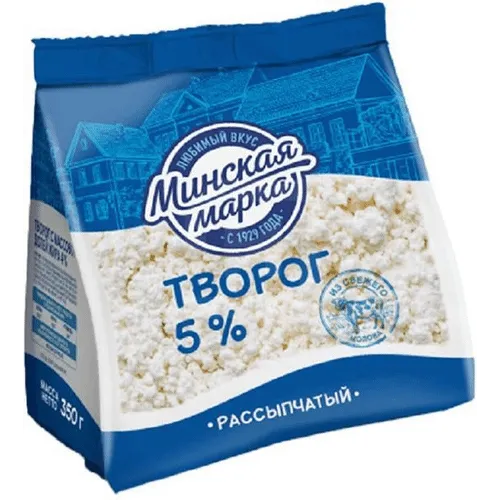 Творог Минская Марка 5% рассыпчатый пакет 350г