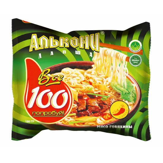 Лапша Алькони б/п Все 100 Говядина острая Халяль 100г