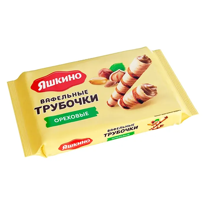 Трубочки вафел Яшкино ореховые 190г