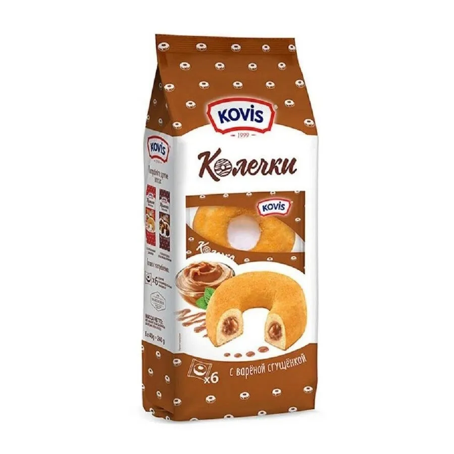 Пирожные KOVIS колечки с кремом вареная сгущенка 240г