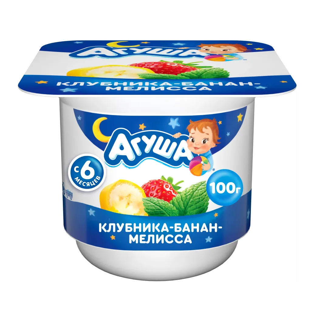 Творог Агуша 3.9% клубника банан мелиса 100г
