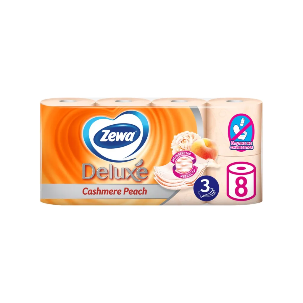 Туалетная бумага ZEWA Deluxe  с ароматом персика 3сл.-8шт.