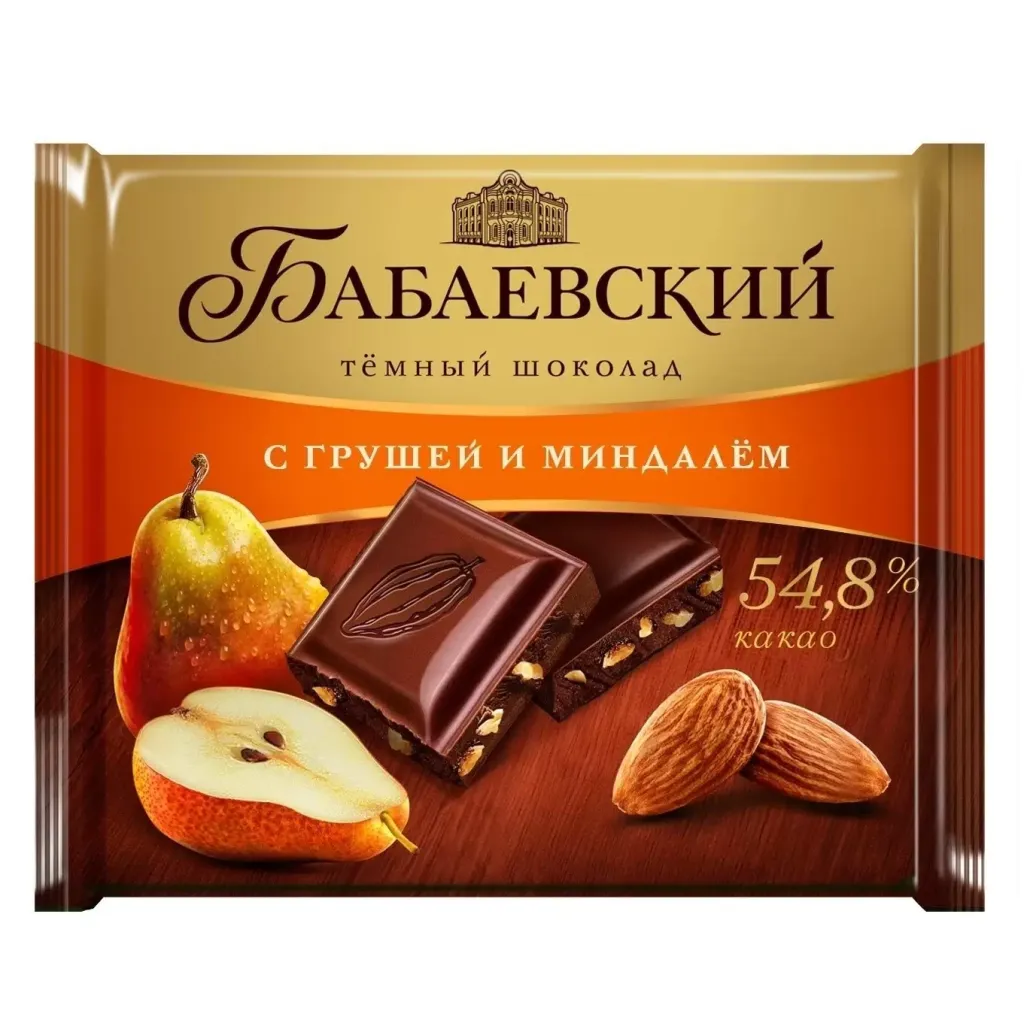 Шоколад Бабаевский темный с грушей и миндалем 70г