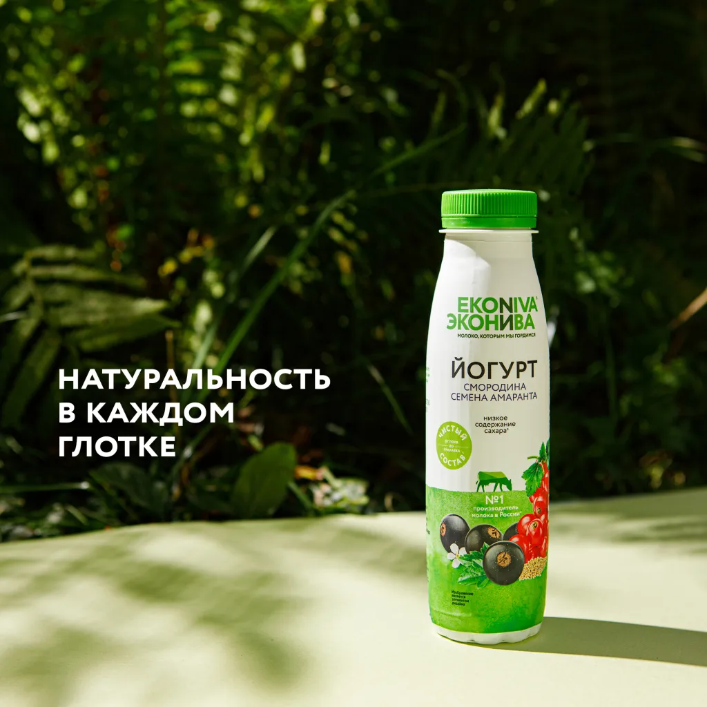 Йогуртный Эконива Фитнесс 2.5% смородина с сем. амаранта пэт/бут 300г