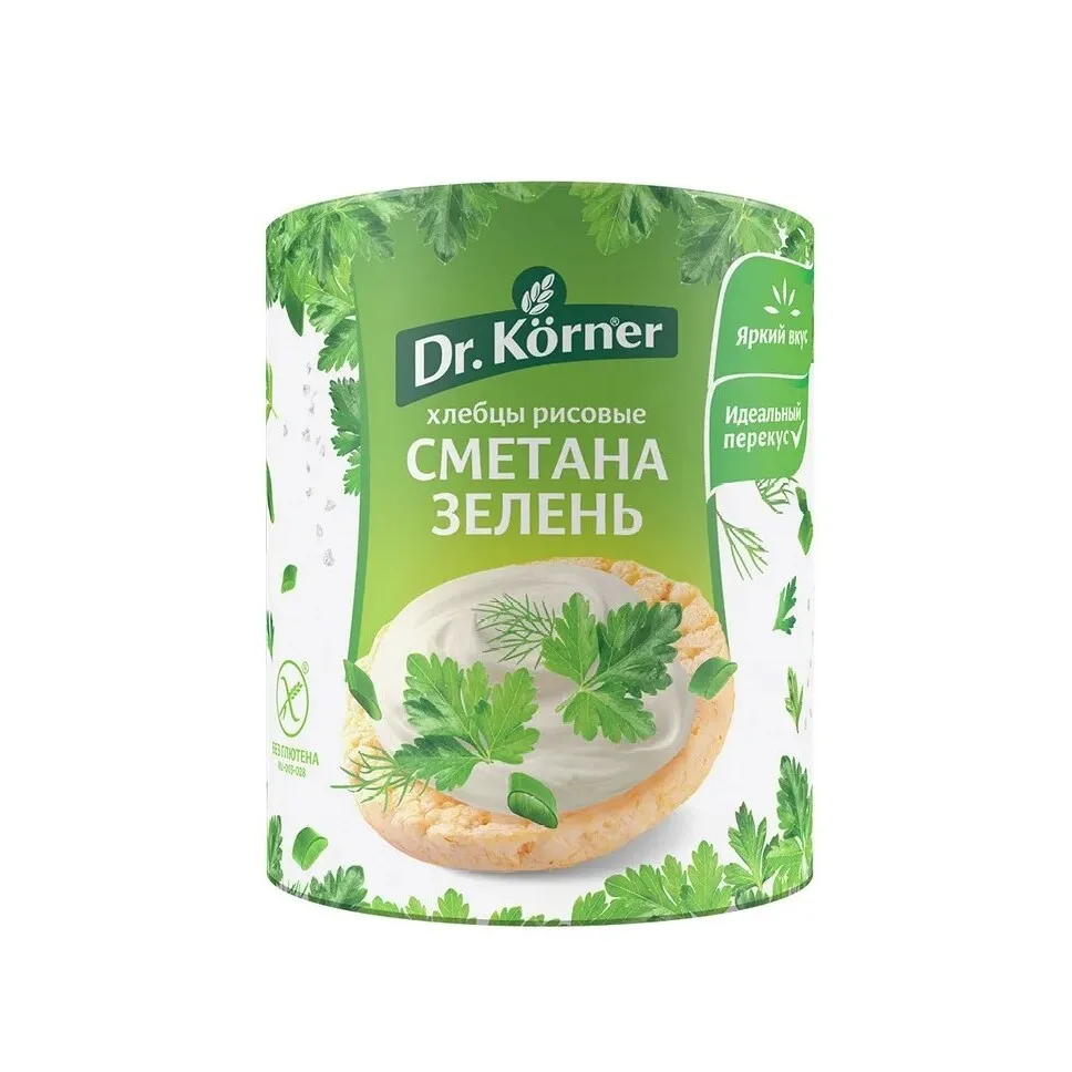 Хлебцы Dr.Korner хрустящие Рисовые сметана зелень 40г