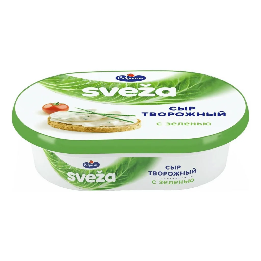Сыр творожный Савушкин 60% с Зеленью и Луком 150г