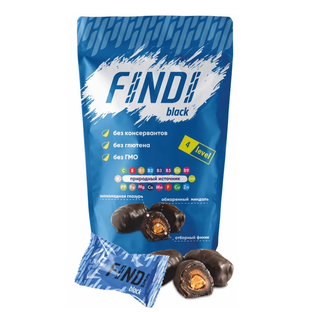 Финики с миндалем Findi в темном шоколаде 150г