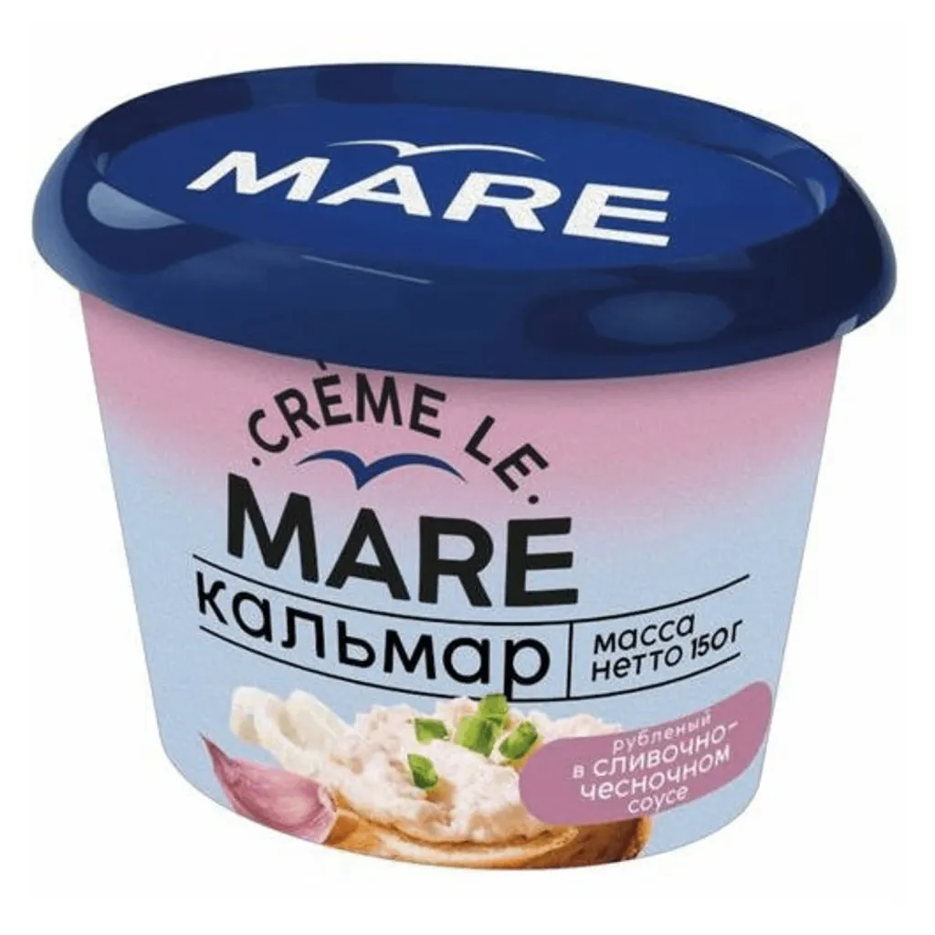 Кальмар Балтийский берег рубленый в сливочно-чесночном соусе 150г