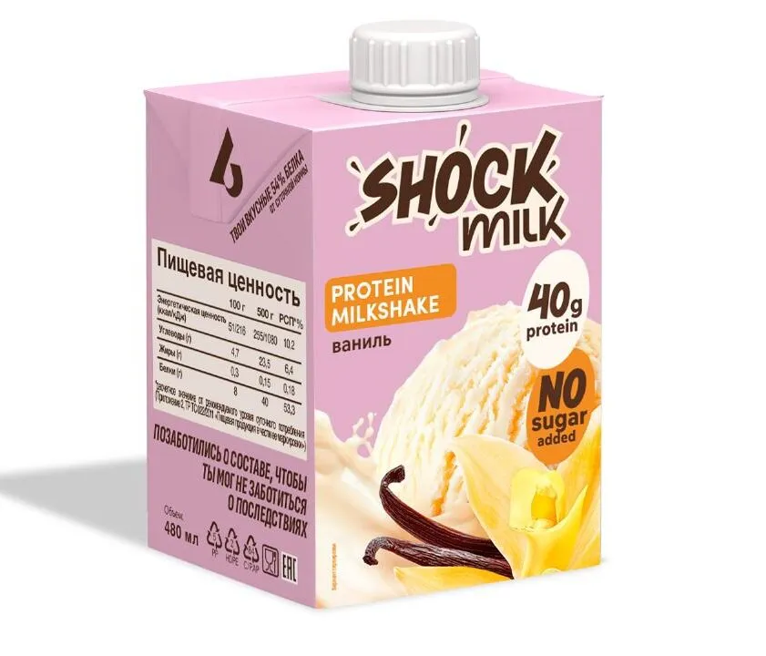 Коктейль молочный SHOK протеин 480мл Ваниль