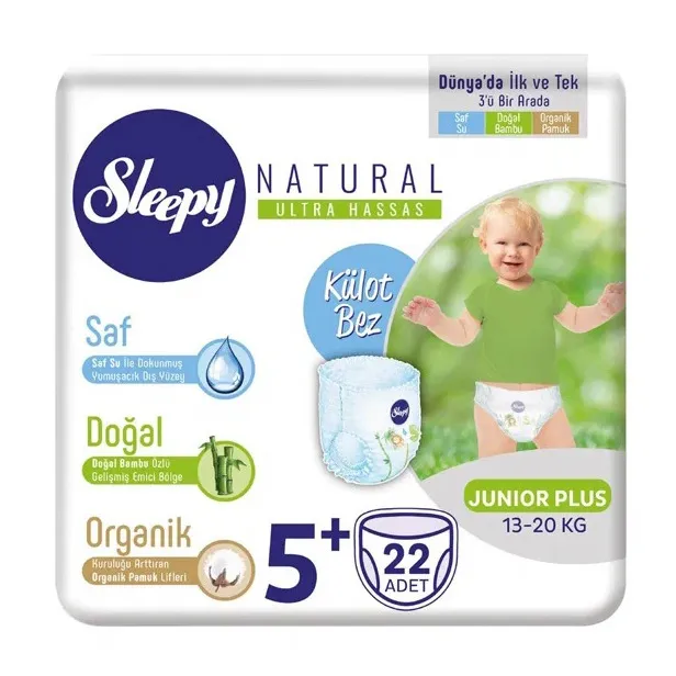 Подгузники трусики Sleepy Natural Jumbo Junior Plus 13- 22шт