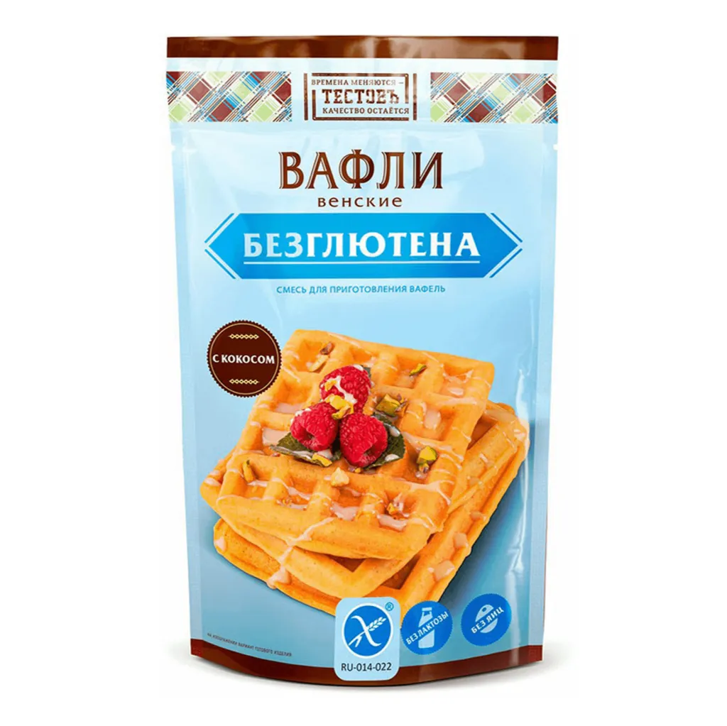 Вафли Тестовъ кокосовые без глютена Смесь для приг 200г