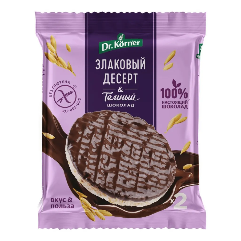 Хлебцы Dr. Korner Злаковый десерт рисовый с Темным шоколадом 34г