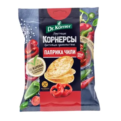 Чипсы Dr.Korner Корнерсы цельнозерновые Паприка чили 50г