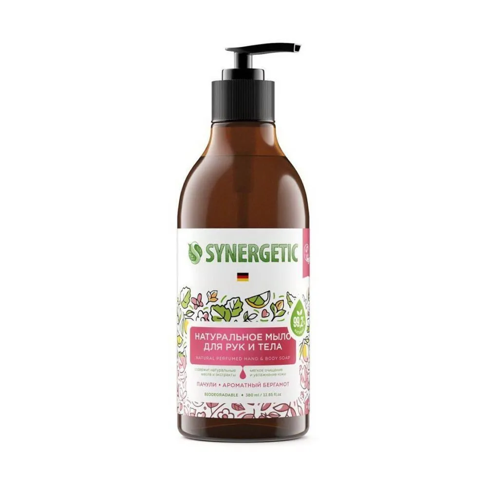 Мыло жидкое Synergetic 380мл Пачули и ароматный бергамот