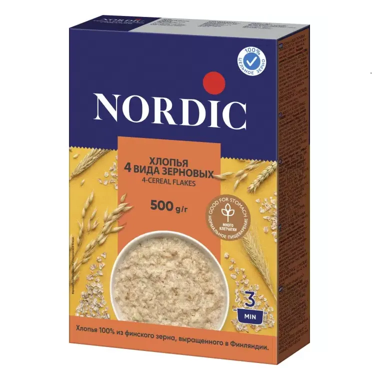 Хлопья Nordic 4х видов зерновых 500г