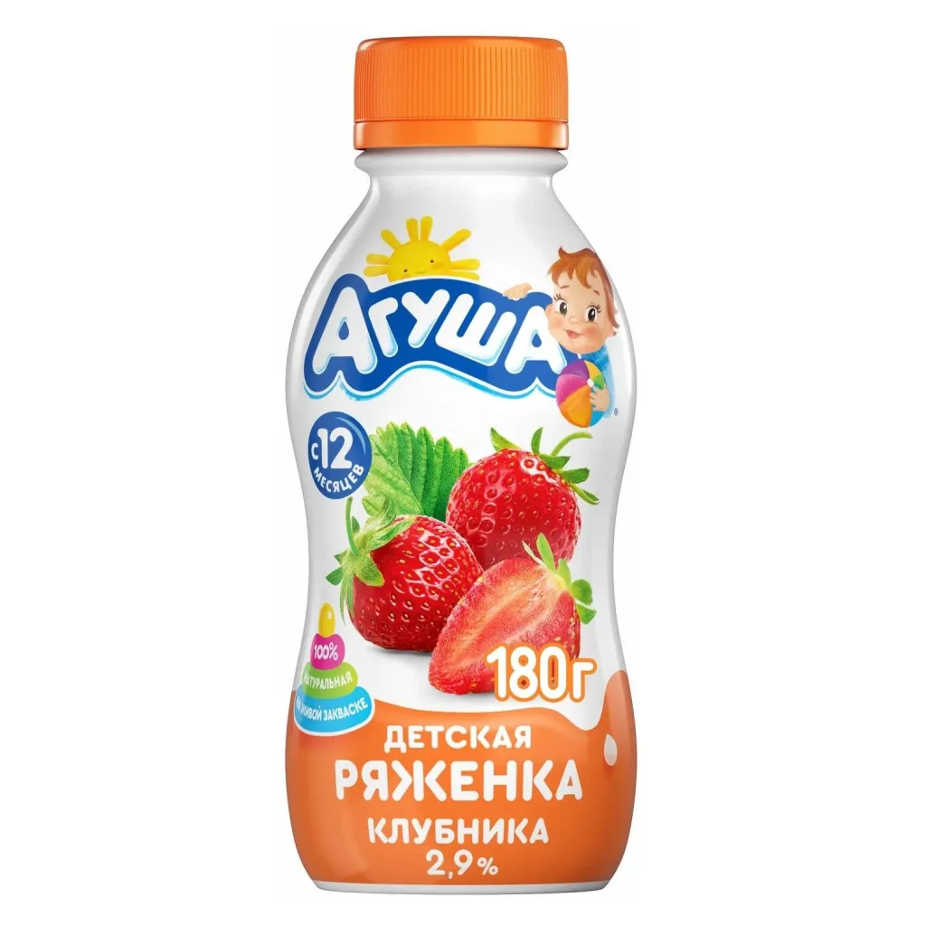 Ряженка Агуша 2.9% клубника бут 180г