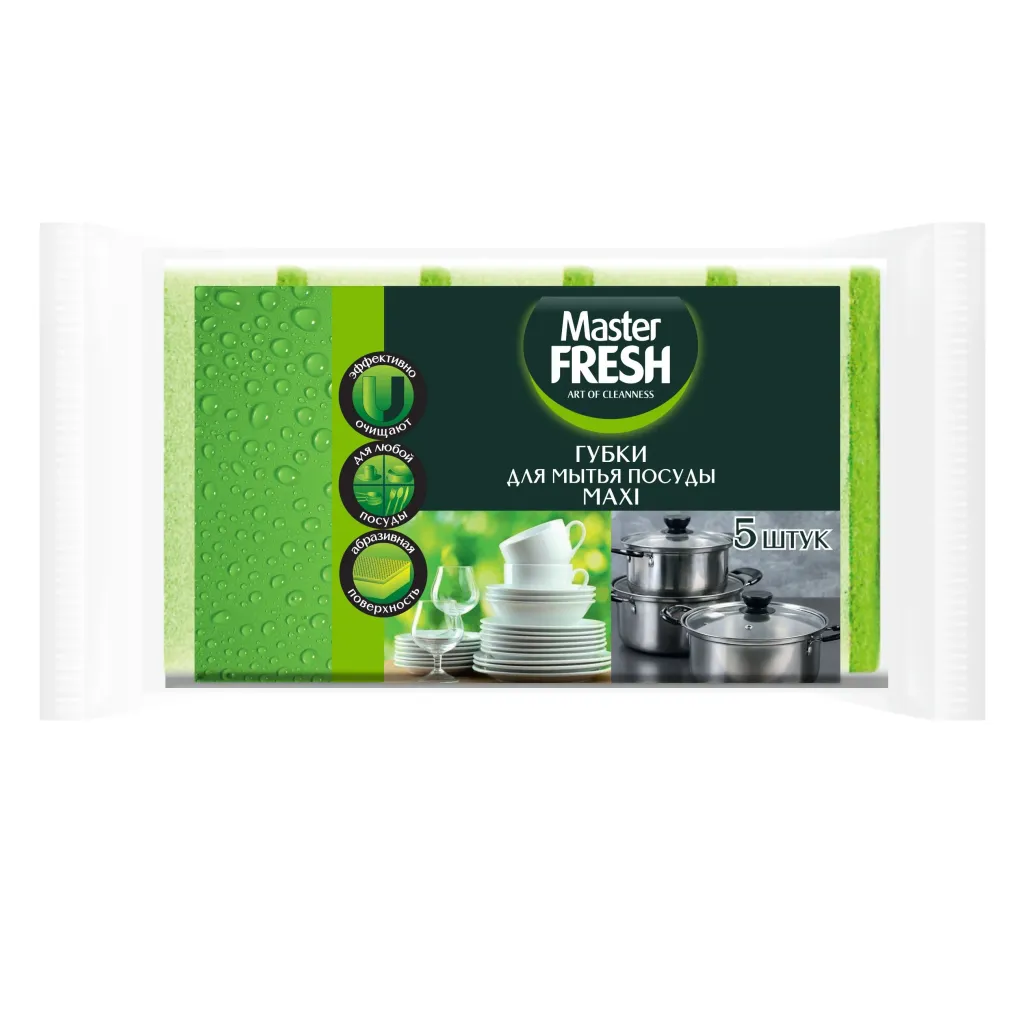 Губки для посуды 5шт MAXI Master Fresh