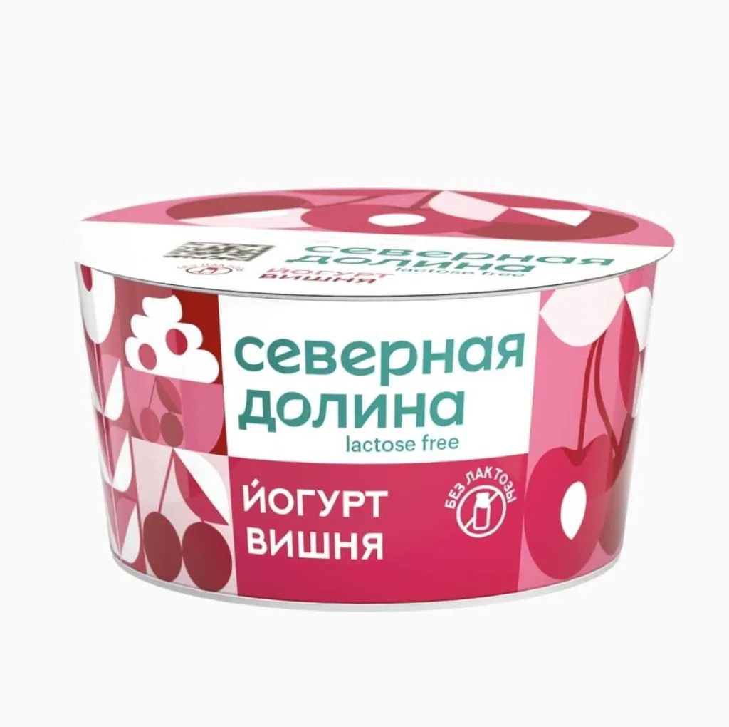 Йогурт Северная долина безлактозный  Вишня 130г