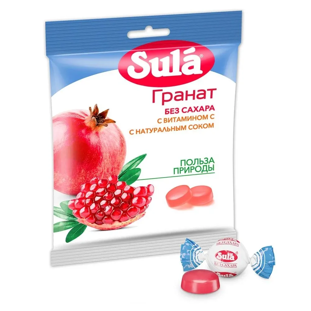 Леденцы Sula на сорбите гранат 60г
