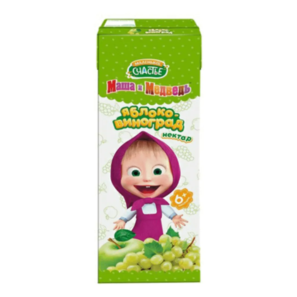 Нектар Маленькое счастье Маши и Медведь Яблоко-Виноград 0,2л