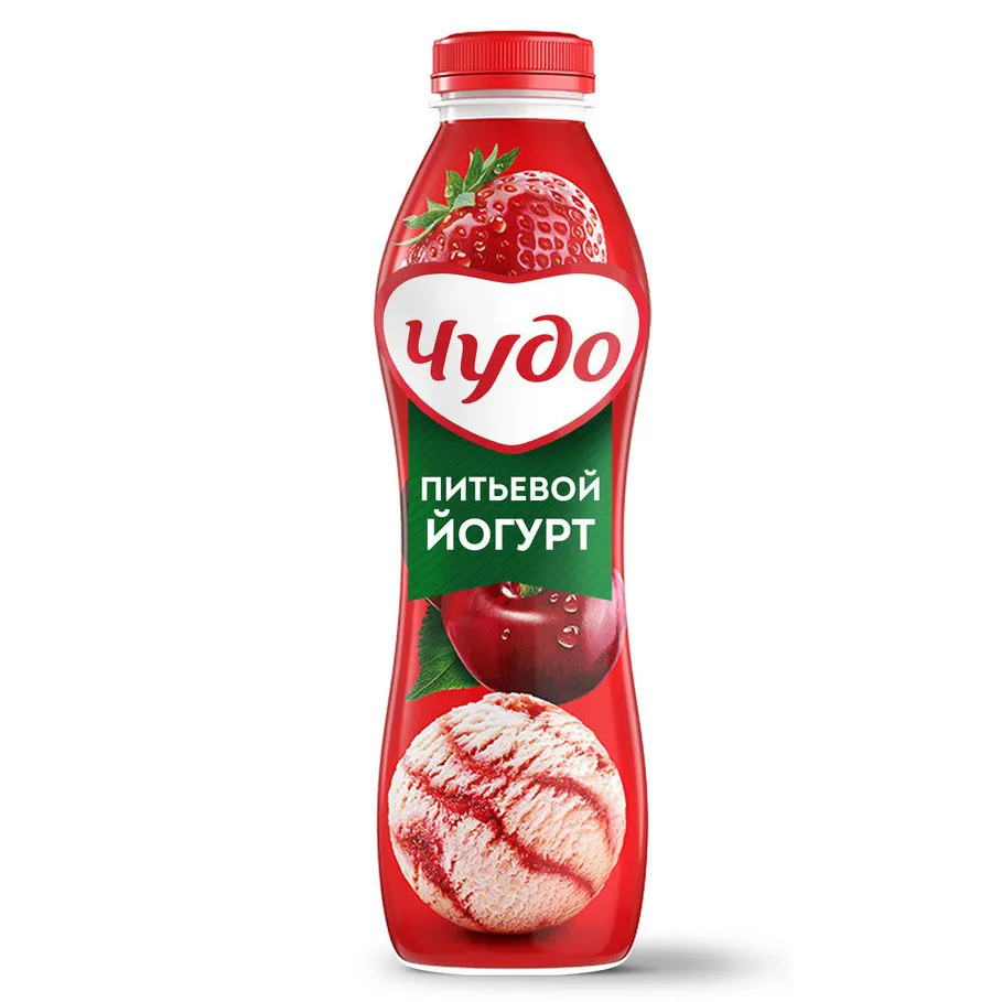 Йогурт Чудо питьевой 1.9% Ягоды-Мороженое 680г
