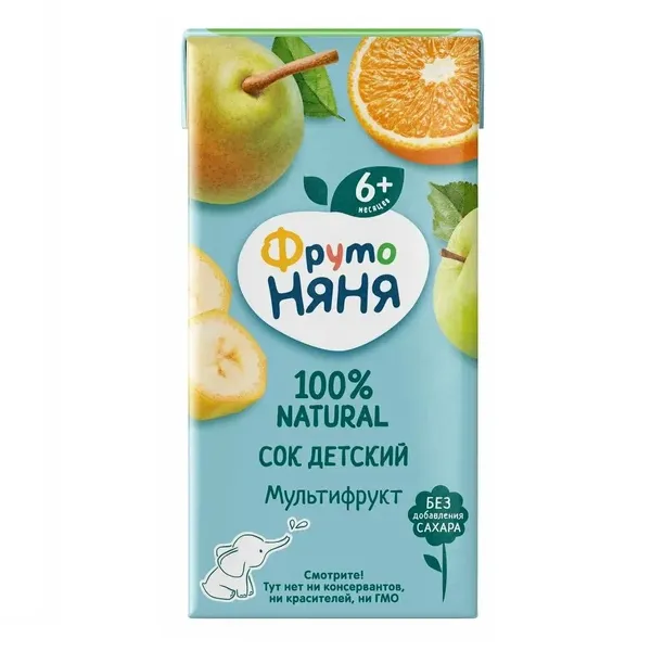 Сок ФрутоНяня 200мл Мультифруктовый с мякотью
