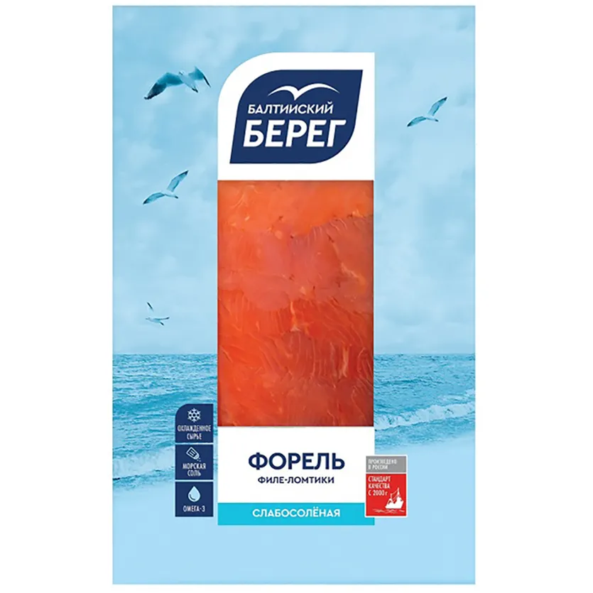 Форель Балтийский Берег филе-ломтики с кожей 100г