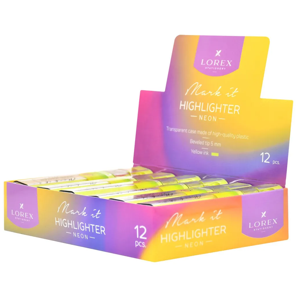 Маркер 1-5мм желтый Mark it Neon Lorex 12