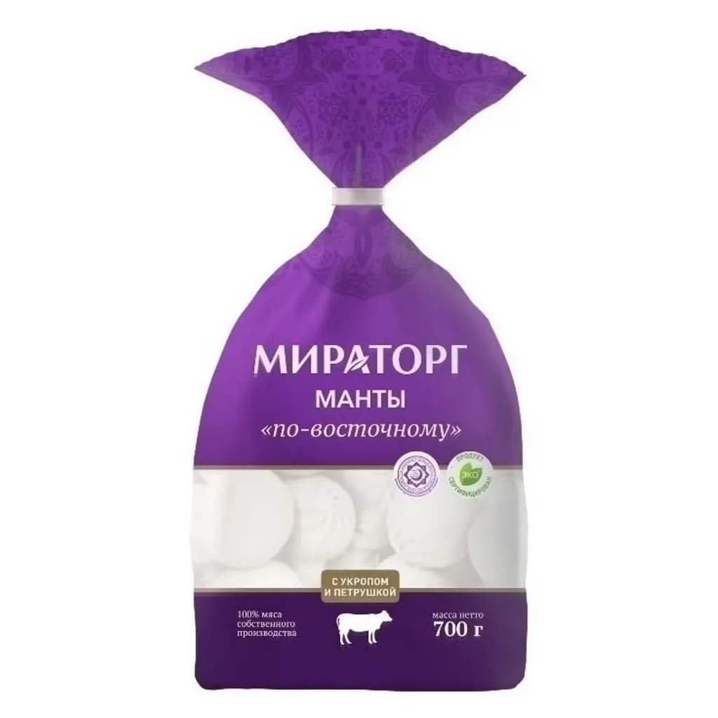 Манты Мираторг с мясом по-восточному Халяль 700г