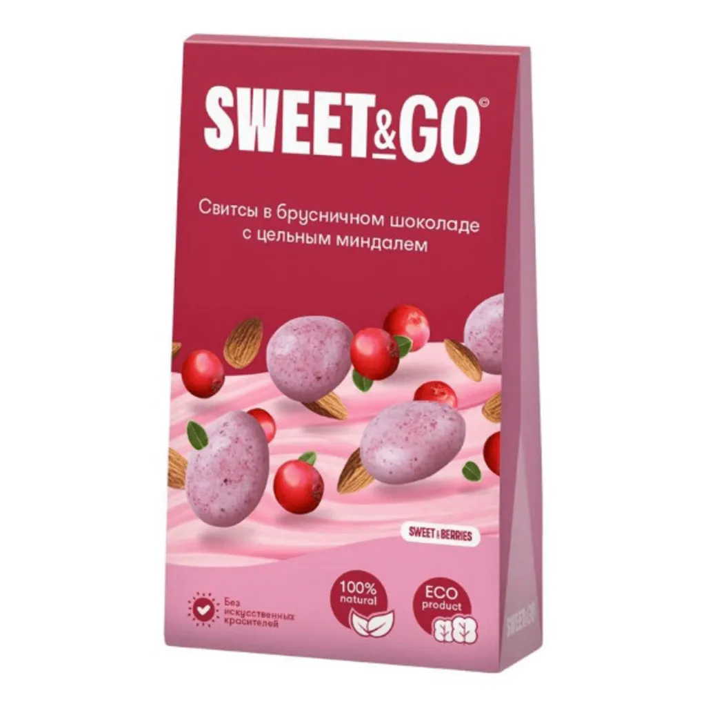 Драже Sweet & Go миндаль в брусничном шоколаде 60г