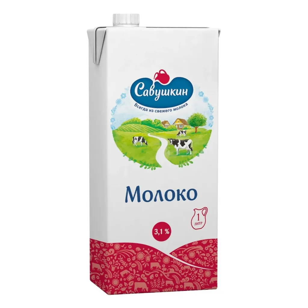 Молоко Савушкин продукт 3,1% 1л ультрапаст