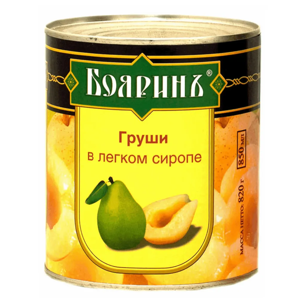 Груши половинки в легком сиропе Бояринъ ж/б 850мл
