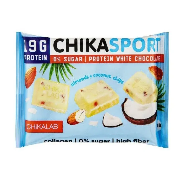 Шоколад Chikalab белый с миндалем 100г
