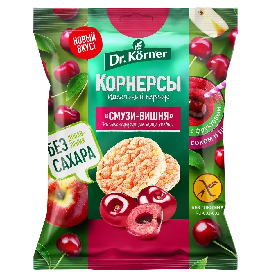 Хлебцы Мини Dr.Korner хруст рисово-кукурузные Смузи вишня 40г