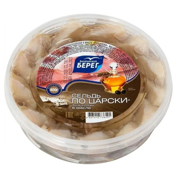 Сельдь Балтийский Берег По-Царски филе-кусок Ароматная 400г
