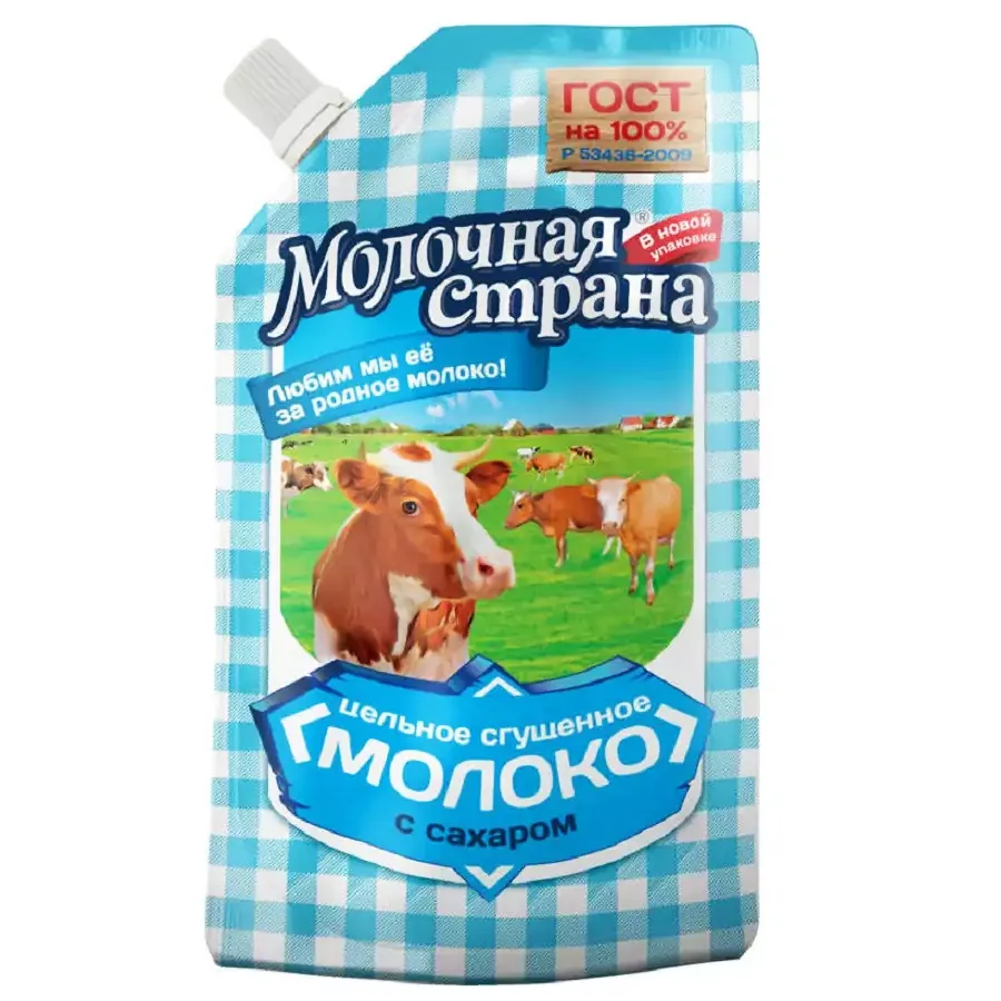 Сгущенное молоко цельное Молочная страна дой/пак 270г
