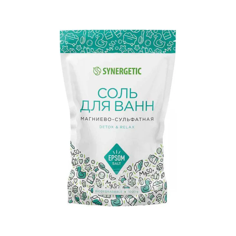 Соль Synergetic для ванн магниево-сульфатная 1000 г