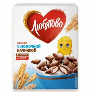 Готовый завтрак Любятово Подушечки с молочной начинкой 220г