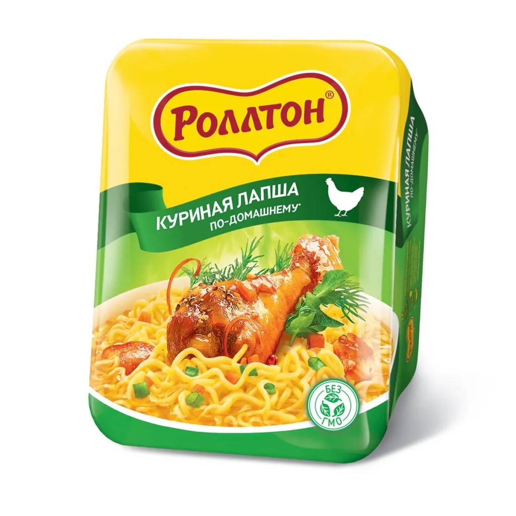 Лапша Роллтон с курицей по домашнему лоток 90г
