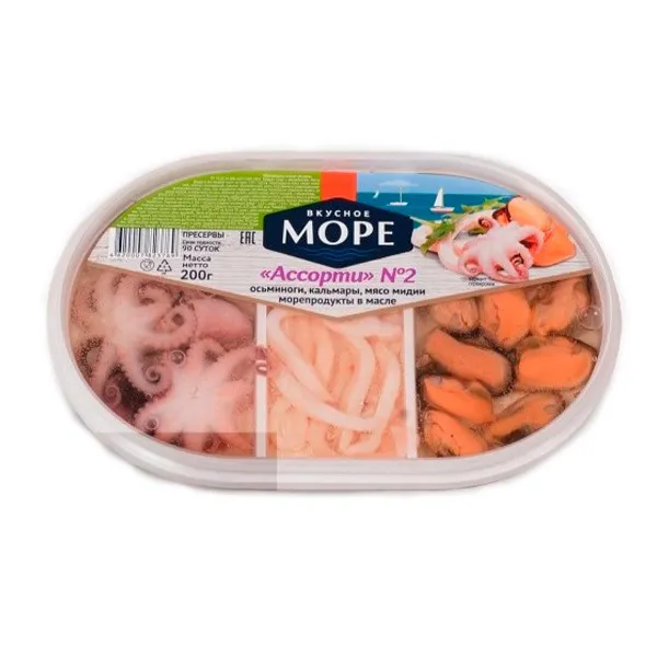Коктейль из морепродуктов Вкусное море Ассорти в масле №2 200г