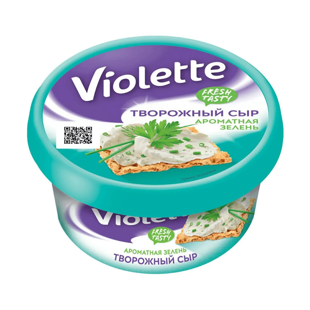 Сыр творожный Violette 70% с зеленью 140г