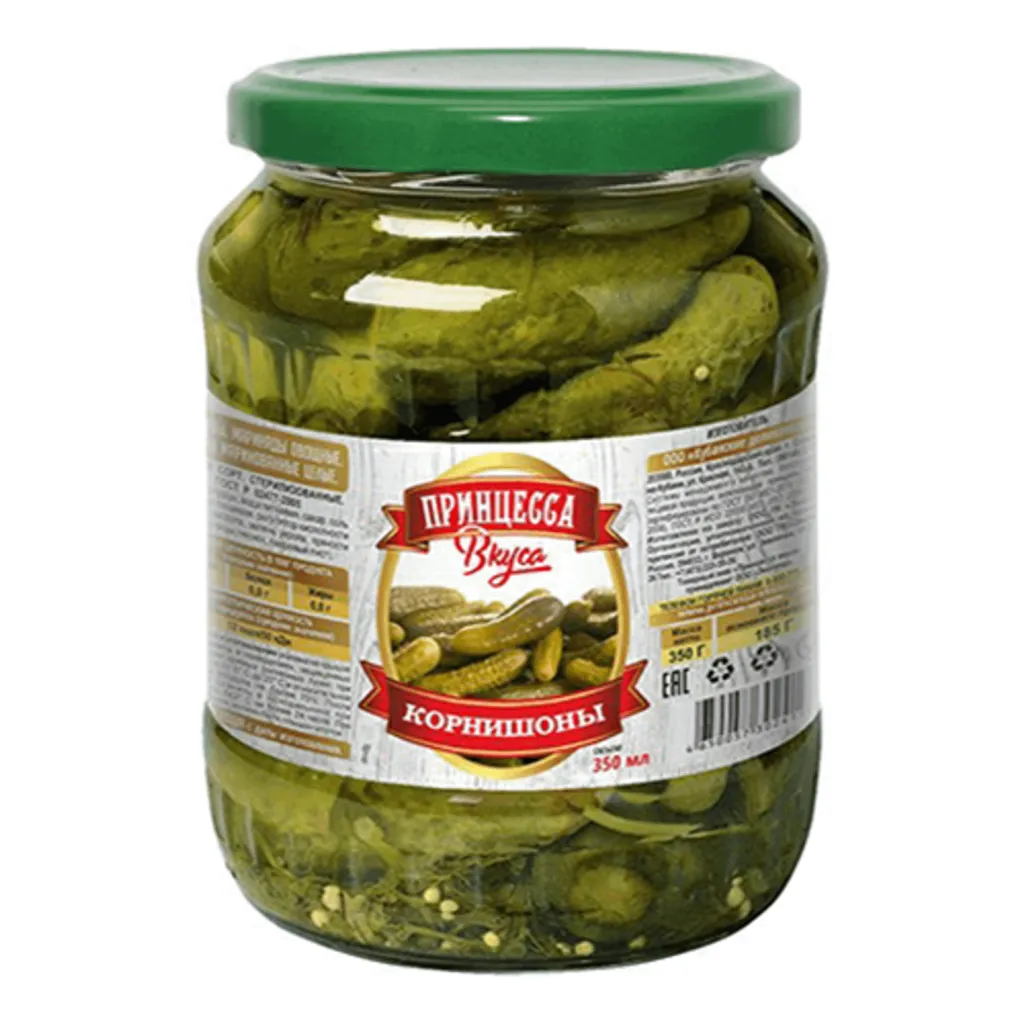 Огурцы Корнишоны маринованные Принцесса вкуса 350мл