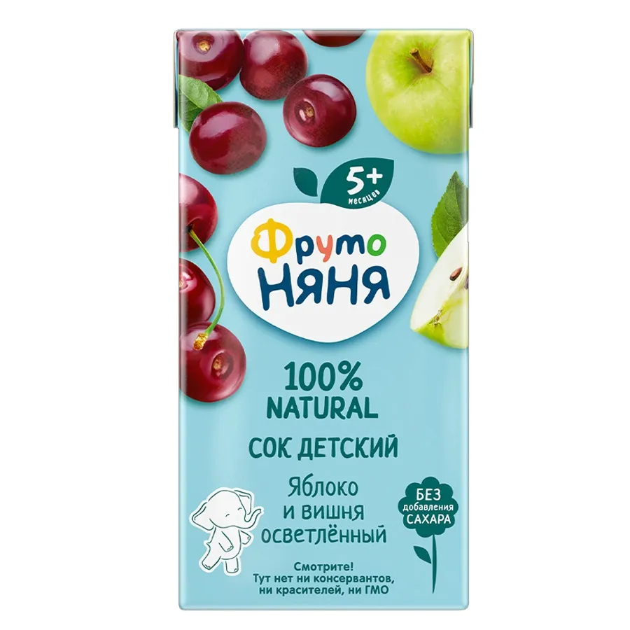Сок ФрутоНяня 200мл яблоко вишня осветленный