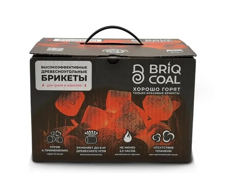 Брикеты  древесноугольные BriqCoal 4 кг