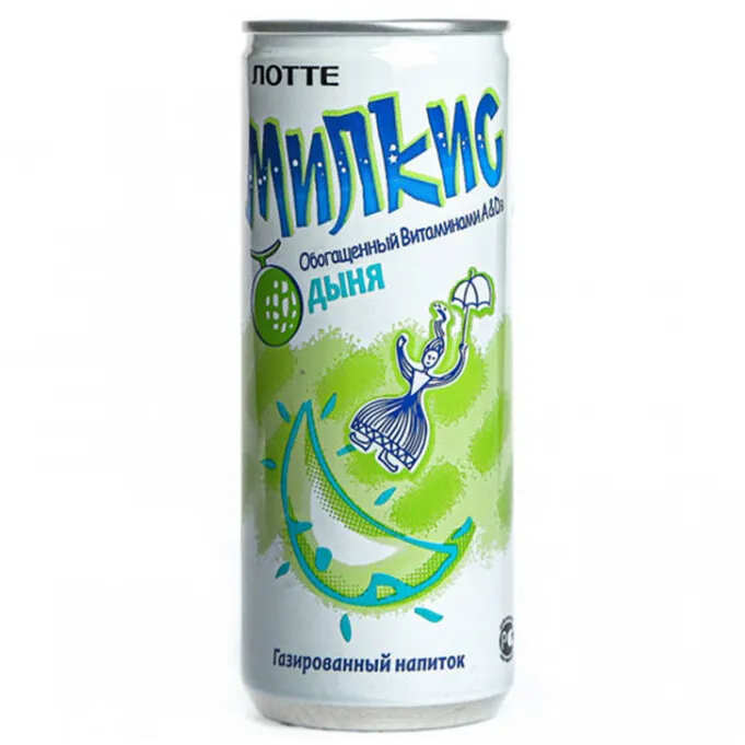 Напиток Lotte Milkis газир ж/б 250мл Дыня
