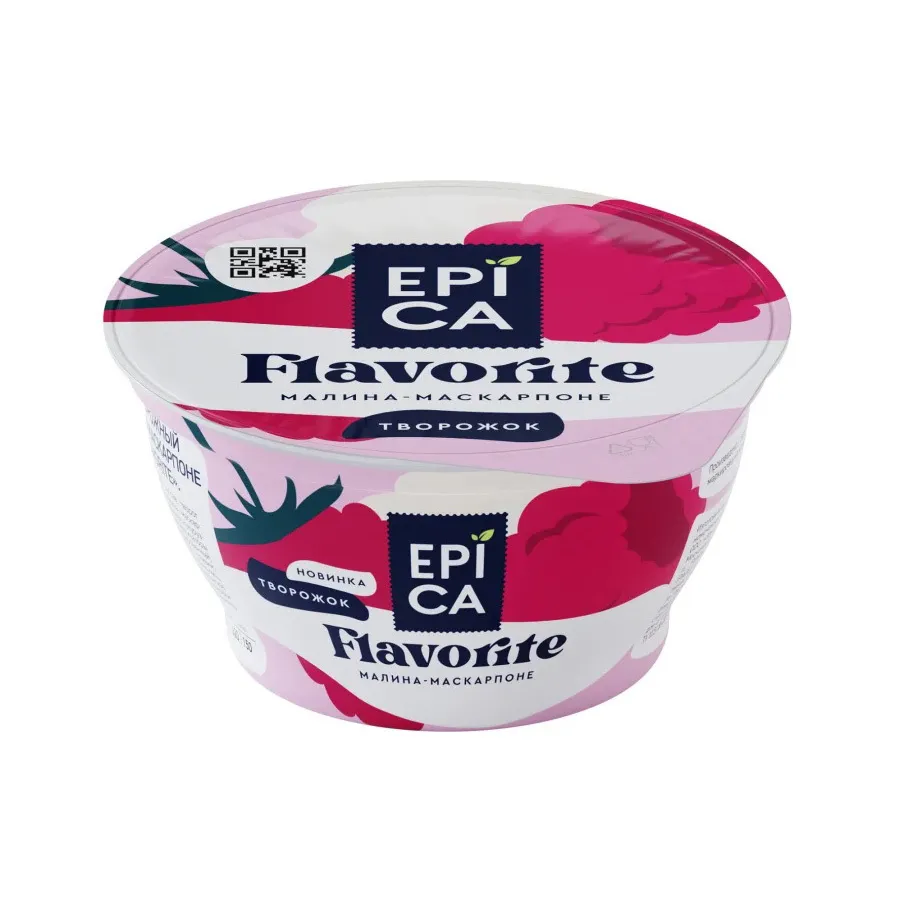 Йогурт Epica Flavorite 7.7% малина и маскарпоне 130г